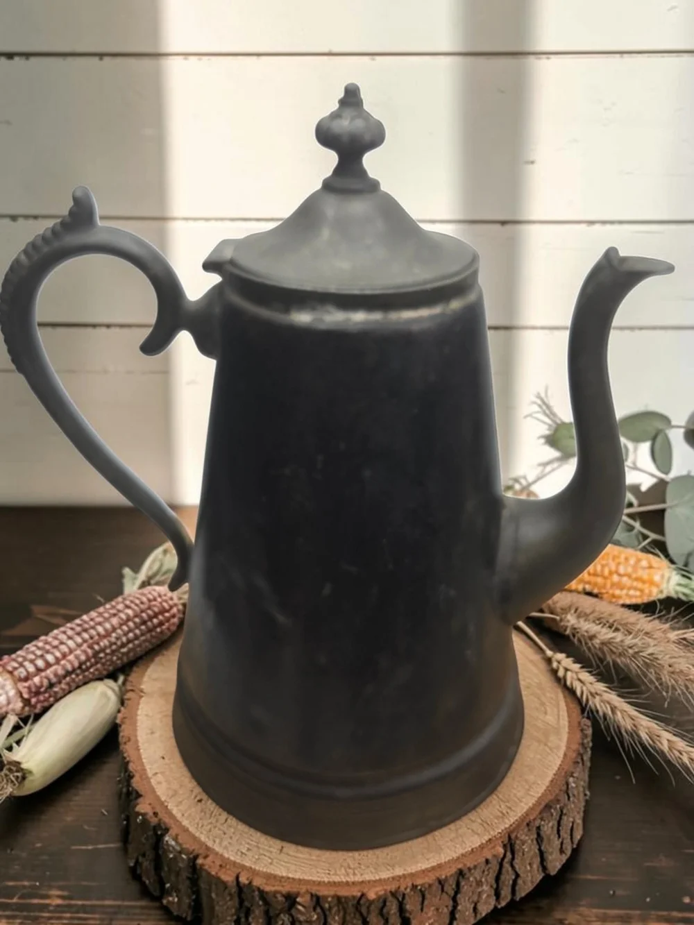Antique 19th-Century Pewter/Britannia Ware Tea or Coffee Pot
